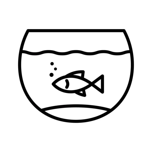 Fiskskålsikon Akvarium Med Fisk Piktogram Isolerad Vit Bakgrund Vektorillustration — Stock vektor