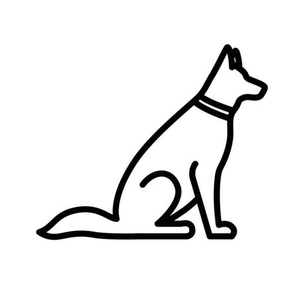 ペット犬のアウトラインアイコン 白い背景に孤立したピクトグラム ベクターイラスト — ストックベクタ
