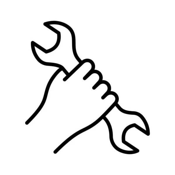 Hand Hält Schraubenschlüssel Symbol Reparatur Und Wartungskonzept Piktogramm Isoliert Auf — Stockvektor