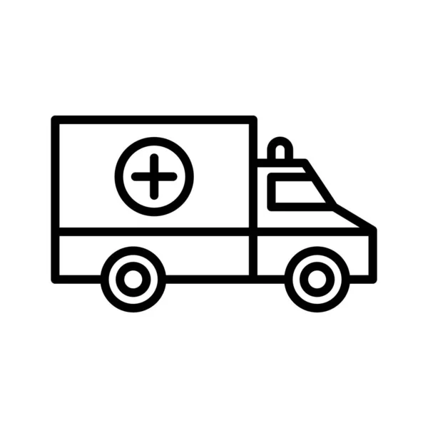 救护车的图标 急救车 医药面包车 护理员支持 在白色背景上孤立的象形文字 — 图库矢量图片