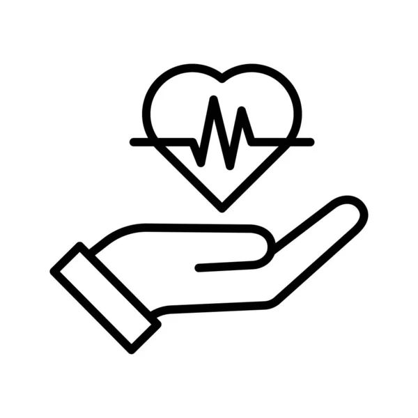 Mano Sosteniendo Latidos Del Corazón Símbolo Salud Ritmo Cardíaco Ekg — Vector de stock