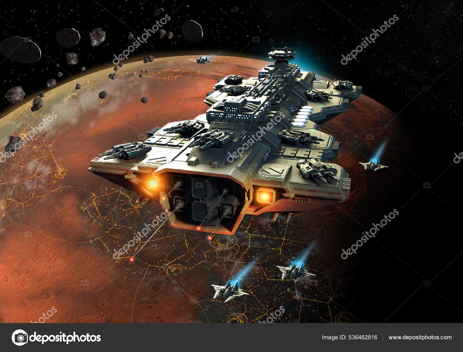 Space Ship Fleet Illustration Stock Photo by ©warpaintcobra ...