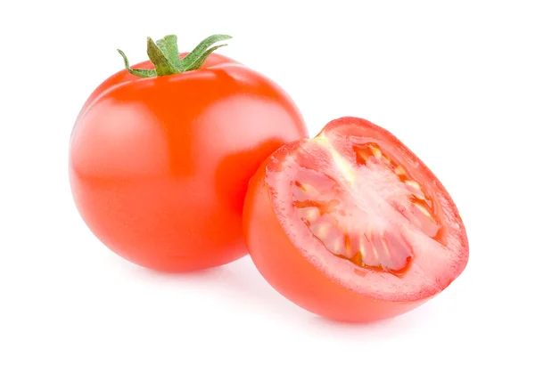 Frische saftige Tomate halbiert isoliert auf weißem Hintergrund — Stockfoto