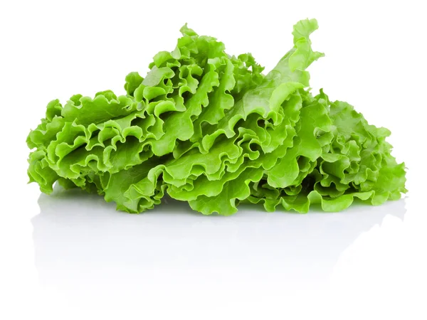 Bladeren van groene salade geïsoleerd op witte achtergrond — Stockfoto