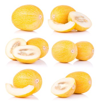 taze honeydew beyaz bir arka plan üzerinde izole kavun ayarla