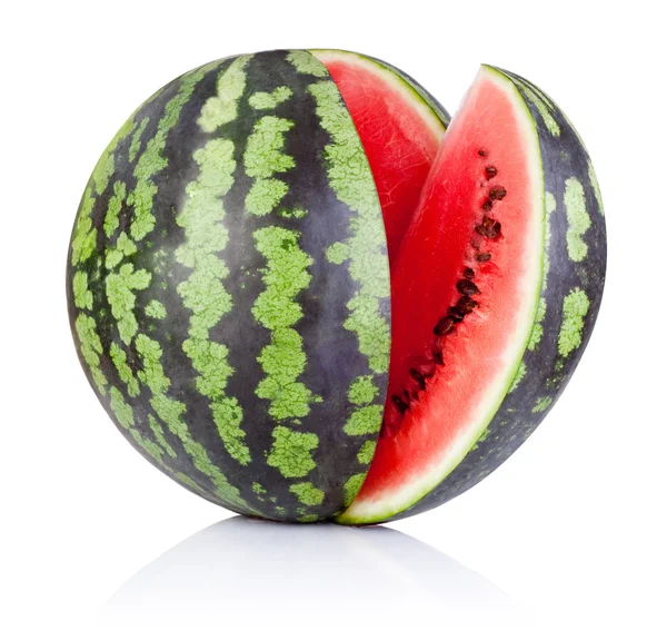 Vattenmelon och skiva isolerad på vit bakgrund — Stockfoto