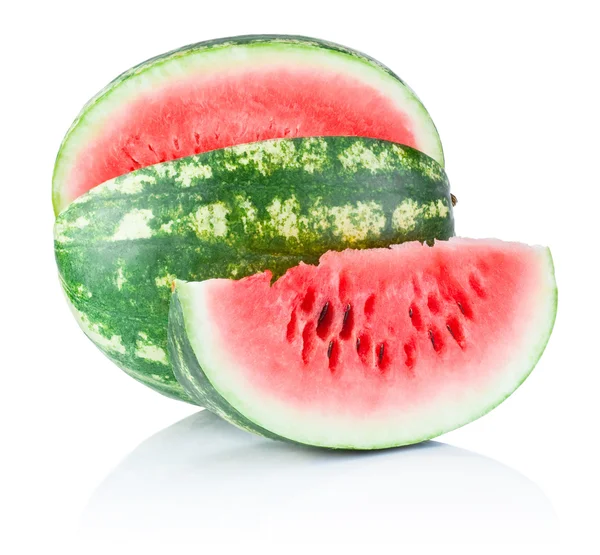 Vattenmelon och skiva isolerad på vit bakgrund — Stockfoto