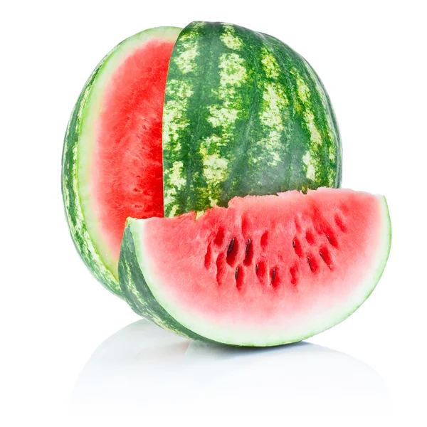 Vattenmelon och skiva isolerad på vit bakgrund — Stockfoto