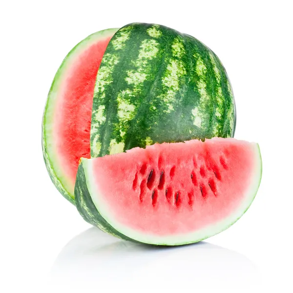 Vattenmelon och skiva isolerad på vit bakgrund — Stockfoto
