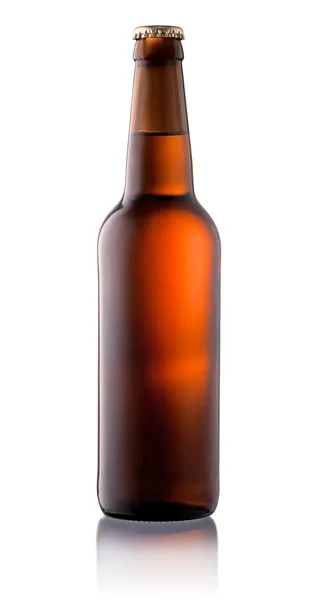 Brown beer bottle isolated on white background — Stock Photo, Image