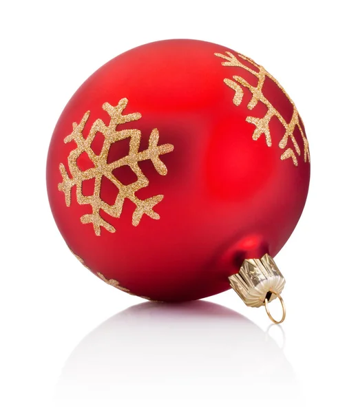 Kerst Rode Decoratie Bauble Geïsoleerd Een Witte Achtergrond — Stockfoto