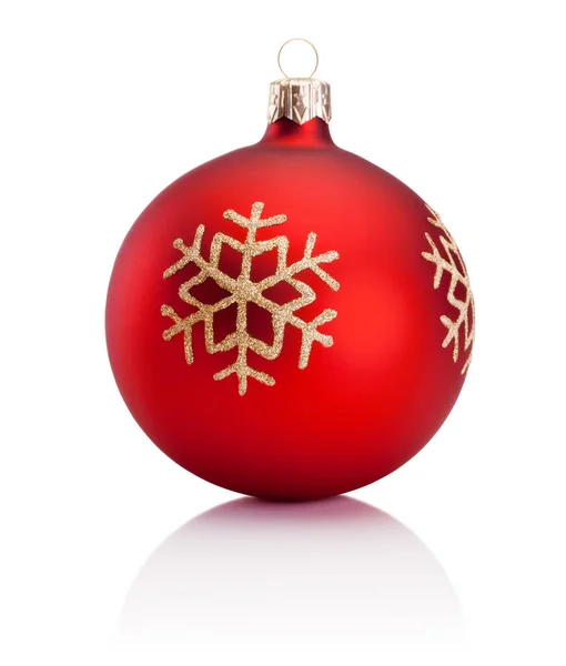 Kerst Rode Decoratie Bauble Geïsoleerd Witte Achtergrond — Stockfoto