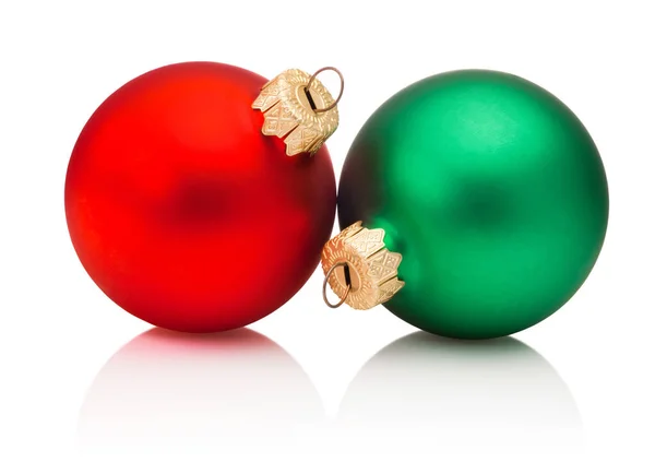 Christmas Bauble Red Green Isolated White Background — Fotografia de Stock