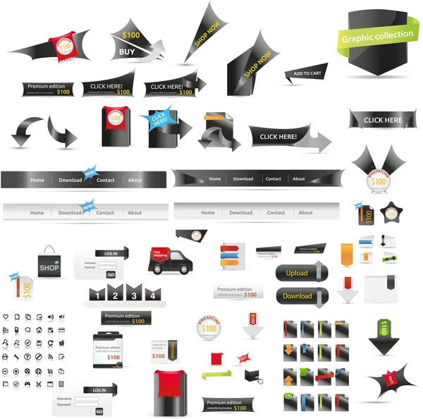 Kit de ferramentas Designers - grande coleção gráfica web — Vetor de Stock