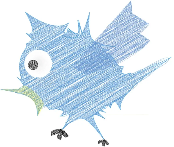 Blauwe sociale media vogel — Stockvector