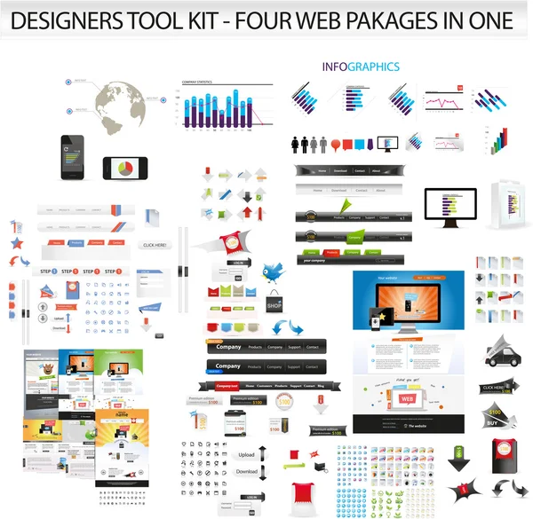 Designers toolkit - Four web collections in one — Stock Vector