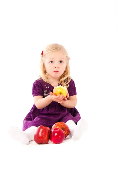 Chica y manzana — Foto de Stock