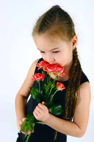 一朵玫瑰的女孩 — 图库照片
