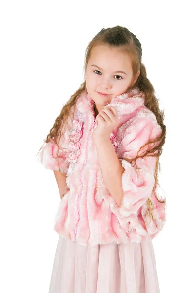 De imade van meisje in een roze jurk — Stockfoto
