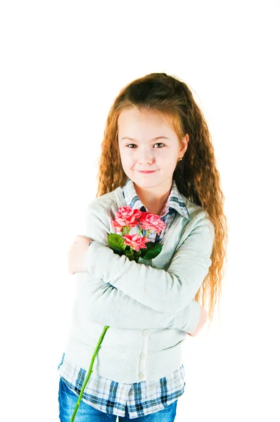 La ragazza con un alstromeriya — Foto Stock