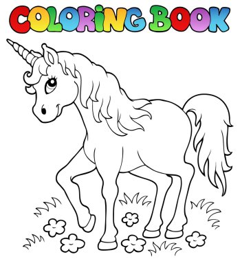 Coloring book unicorn theme 1 clipart