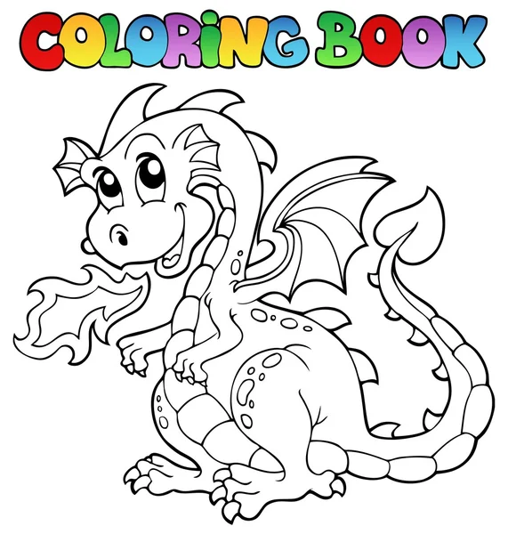 Färg bok dragon temabild 2 — Stock vektor