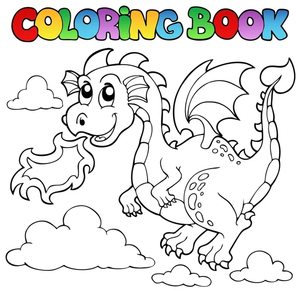 Libro da colorare drago tema immagine 3 — Vettoriale Stock