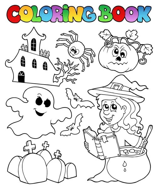 Boek halloween onderwerp 8 kleuren — Stockvector