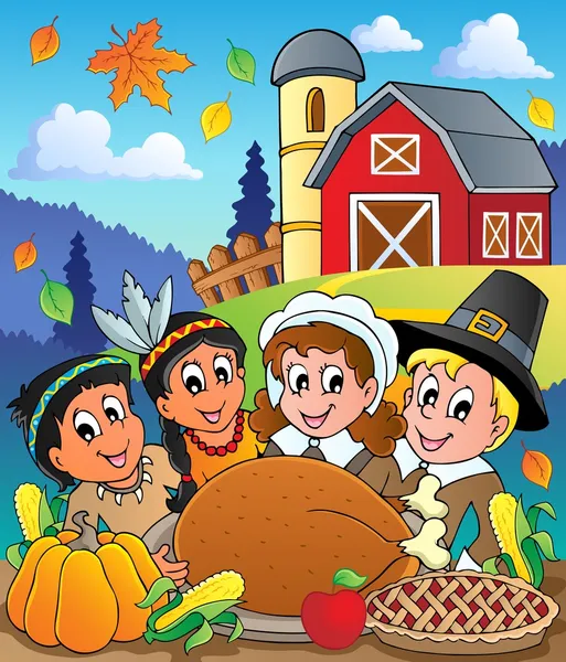 Thanksgiving pilgrim thema 4 — Stockvector
