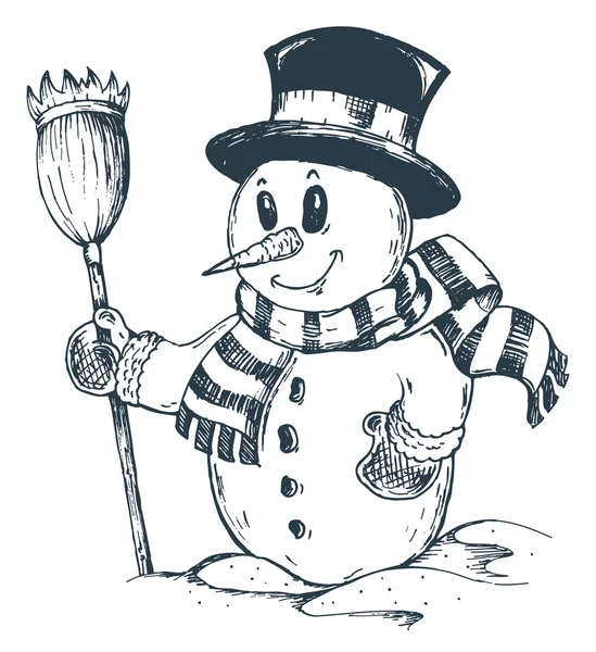 Dessin d'hiver thème bonhomme de neige 1 — Image vectorielle