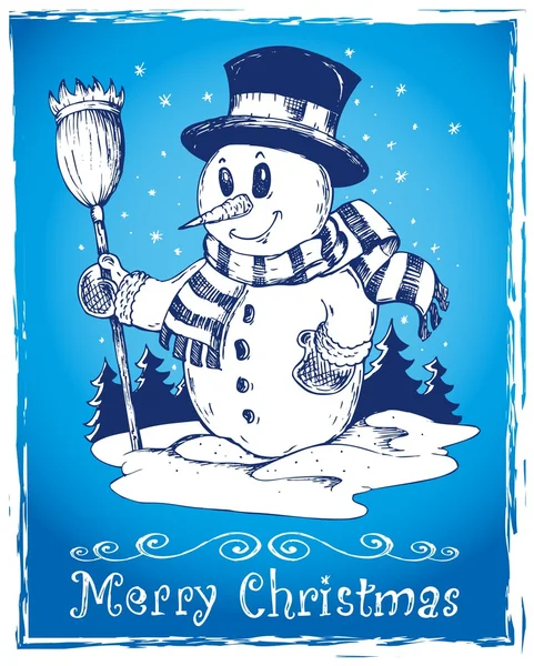 Winter snowman theme drawing 3 — Stock Vector