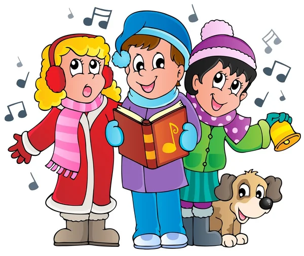 Christmas carol singers theme 1 — Stock Vector