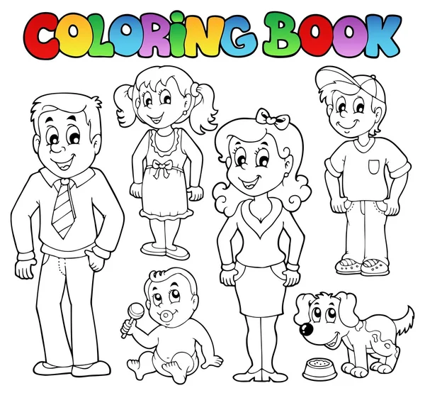 Libro da colorare famiglia collezione 1 — Vettoriale Stock