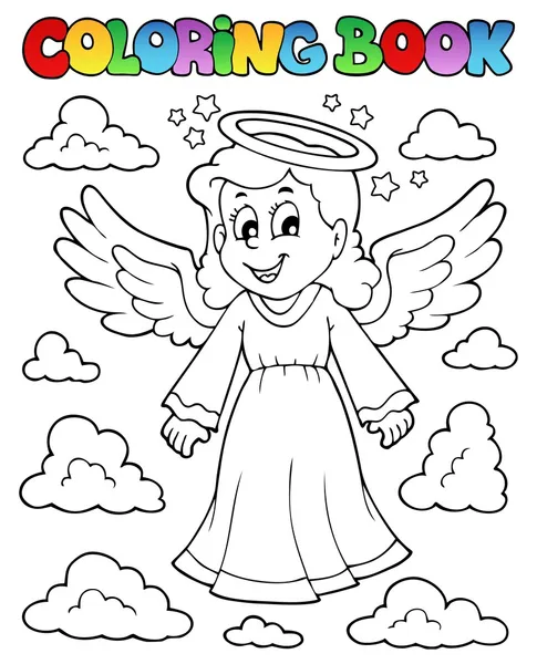 Coloriage image livre avec ange 1 — Image vectorielle