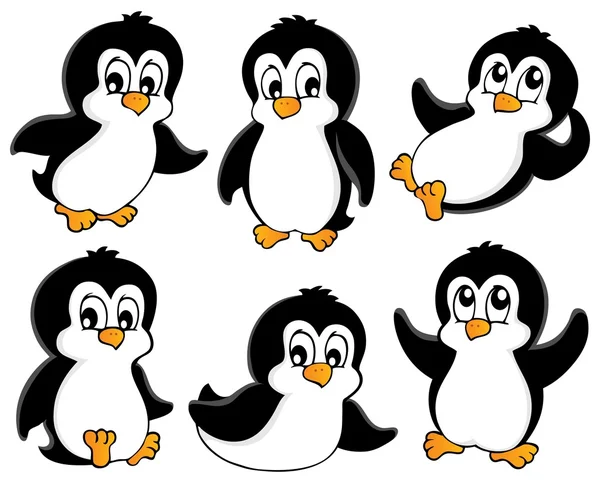 Colección de pingüinos lindos 1 — Vector de stock