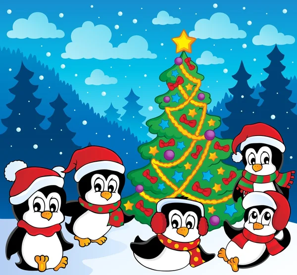 Зимова тема з пінгвінами 3 — стоковий вектор