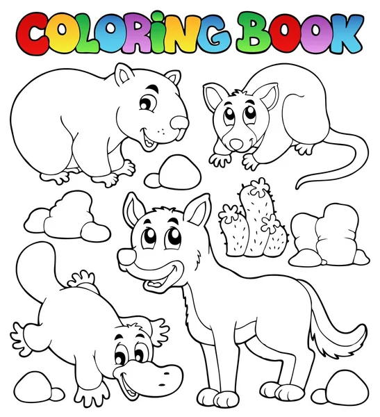 Coloring book Australian fauna 1 — Stock Vector