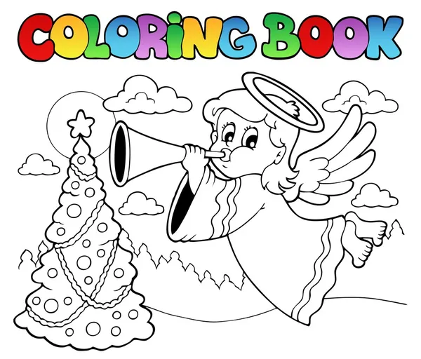Coloring book image with angel 2 — Stock Vector