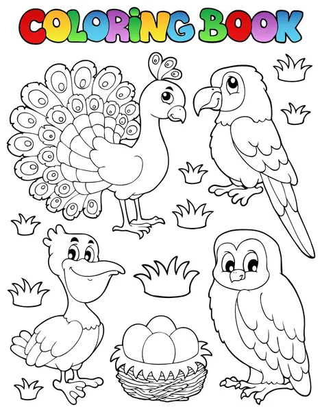 Coloring book bird image 4 — Stock Vector