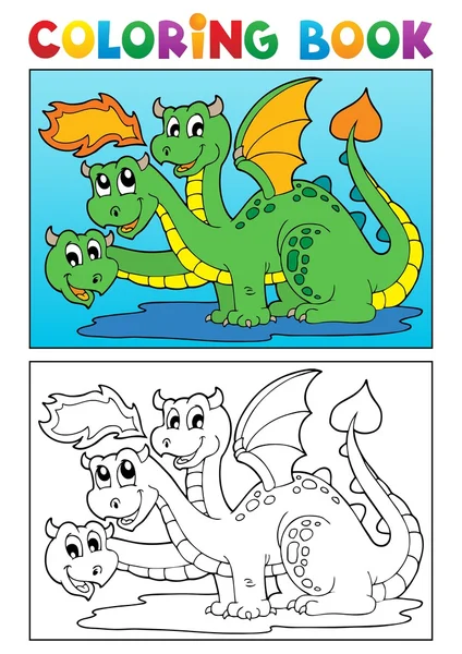 Boek dragon thema afbeelding 4 kleuren — Stockvector