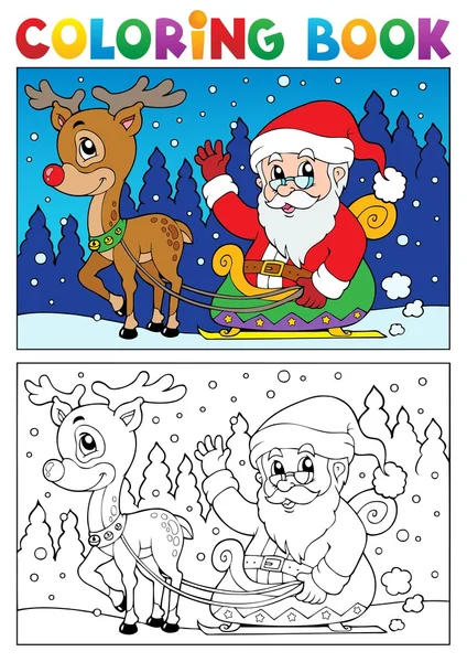 Livre à colorier Père Noël thème 7 — Image vectorielle