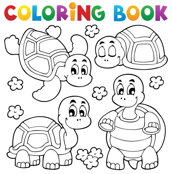 Colorir livro tartaruga tema 1 — Vetor de Stock