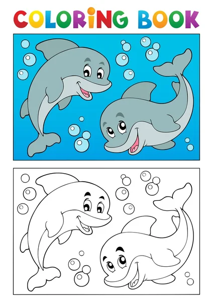 Coloring book with marine animals 7 — Stock Vector