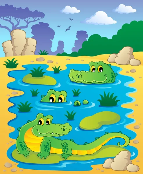 Afbeelding met krokodil thema 2 — Stockvector