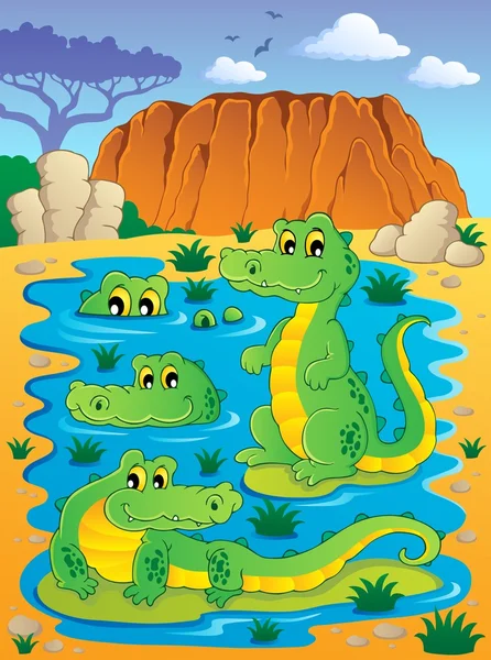 Bild med krokodil tema 4 — Stock vektor
