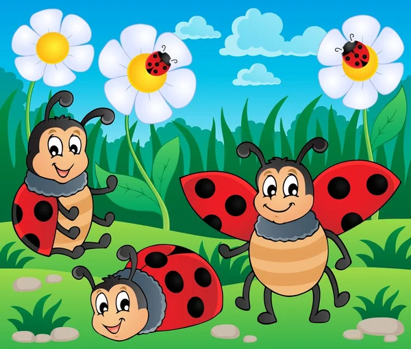 Obraz z ladybug motywy 2 — Wektor stockowy