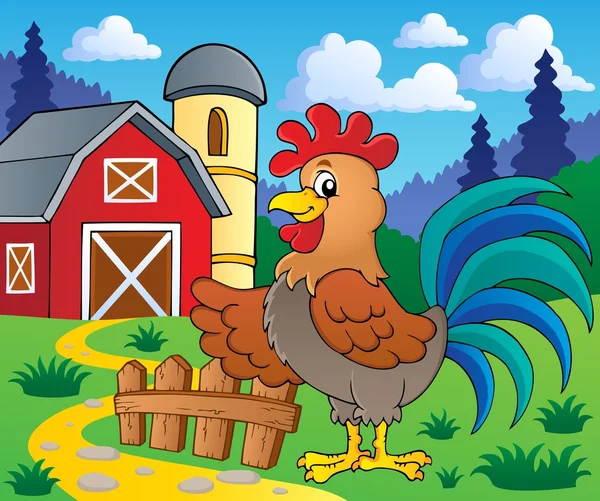 Imagen con tema de gallo 2 — Vector de stock