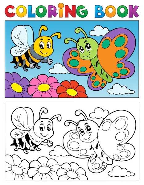 Coloring book butterfly theme 2 Stock Illustration