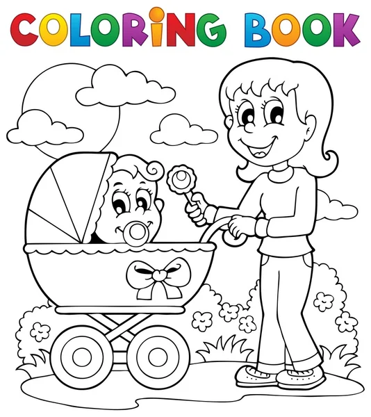 Colorir livro tema do bebê imagem 2 — Vetor de Stock