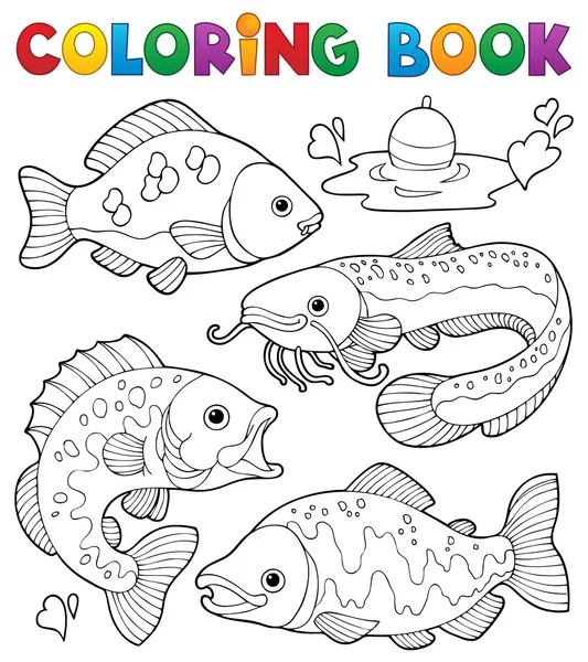 Coloring book sötvatten fiskar 1 — Stock vektor